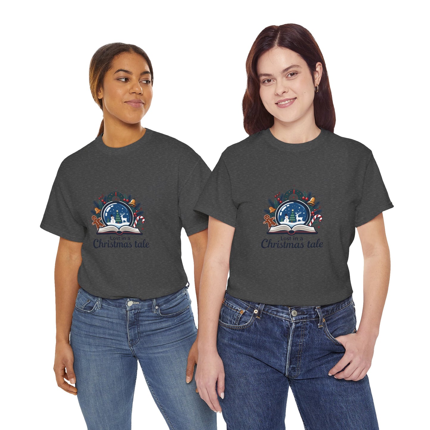 Christmas Tee — "Lost in a Christmas Tale" Snow Globe Graphic Shirt