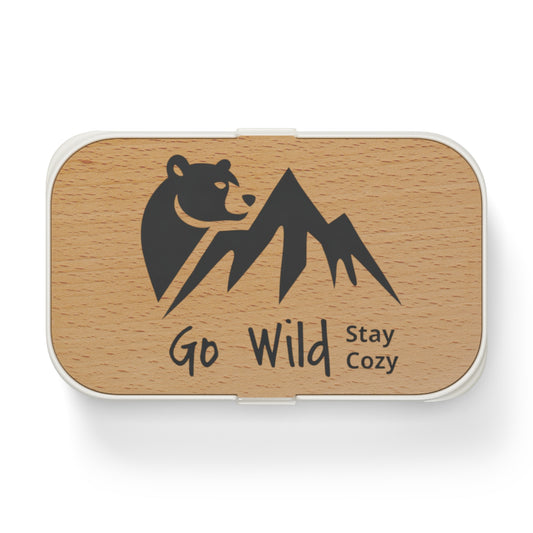 Bento Lunch Box - 'Go Wild Stay Cozy' Bear & Mountain Eco Lunchbox