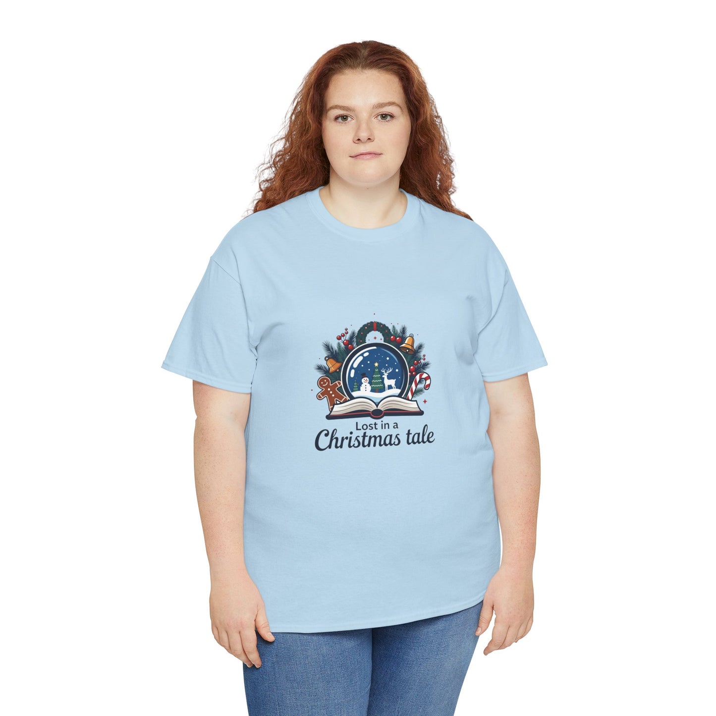 Christmas Tee — "Lost in a Christmas Tale" Snow Globe Graphic Shirt