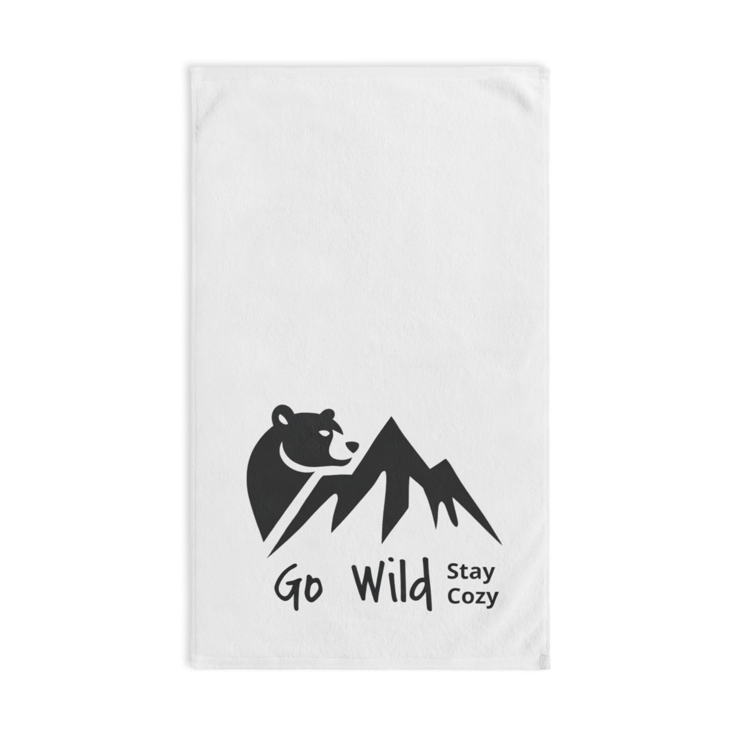 Go Wild Stay Cozy Hand Towel — Mountain Bear Camping Kitchen Towel