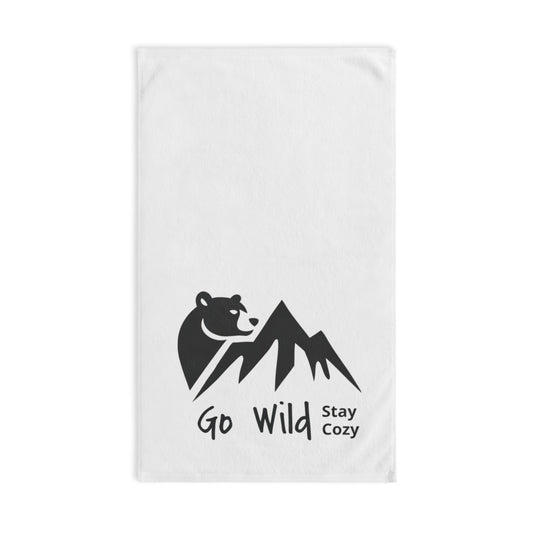 Go Wild Stay Cozy Hand Towel — Mountain Bear Camping Kitchen Towel