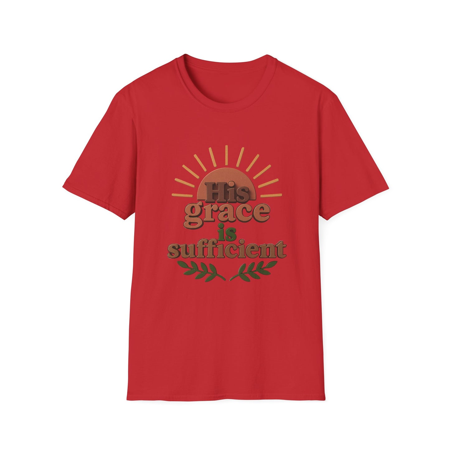Inspirational Quote T-Shirt: 'His Grace is Sufficient' Unisex Softstyle Tee